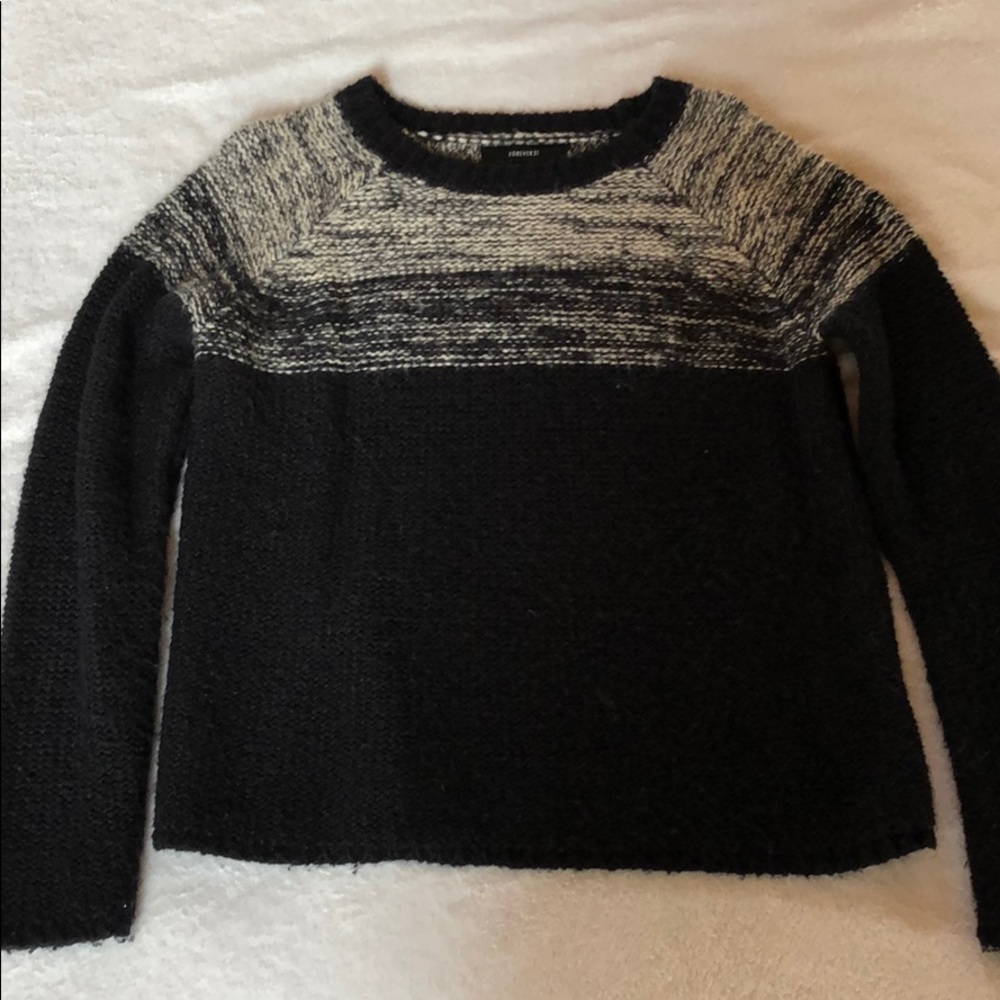 Black and White Colorblock Sweater